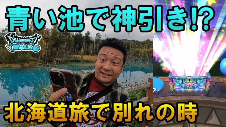 ドラクエウォーク590【北海道を旅しながら立ち寄った青い池！神秘的なパワーで神引きガチャ！そして、ついに別れの時】