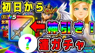 【ドラクエウォーク】初日から神引き！【女神セレシア装備】？連ガチャ！【dqw】【ドラクエウォークガチャ】